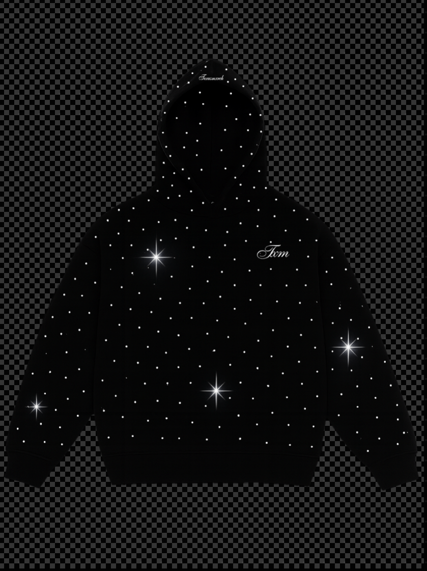 Rhinestone Hoodie Black