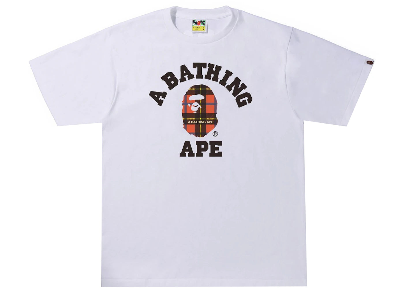 BAPE Logo Check College Tee White/Red