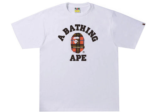 BAPE Logo Check College Tee White/Red