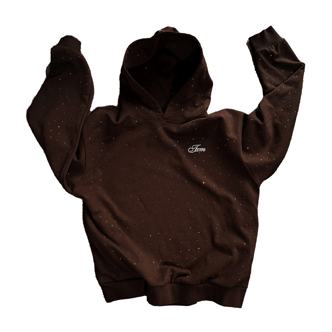 Rhinestone Hoodie Mocha