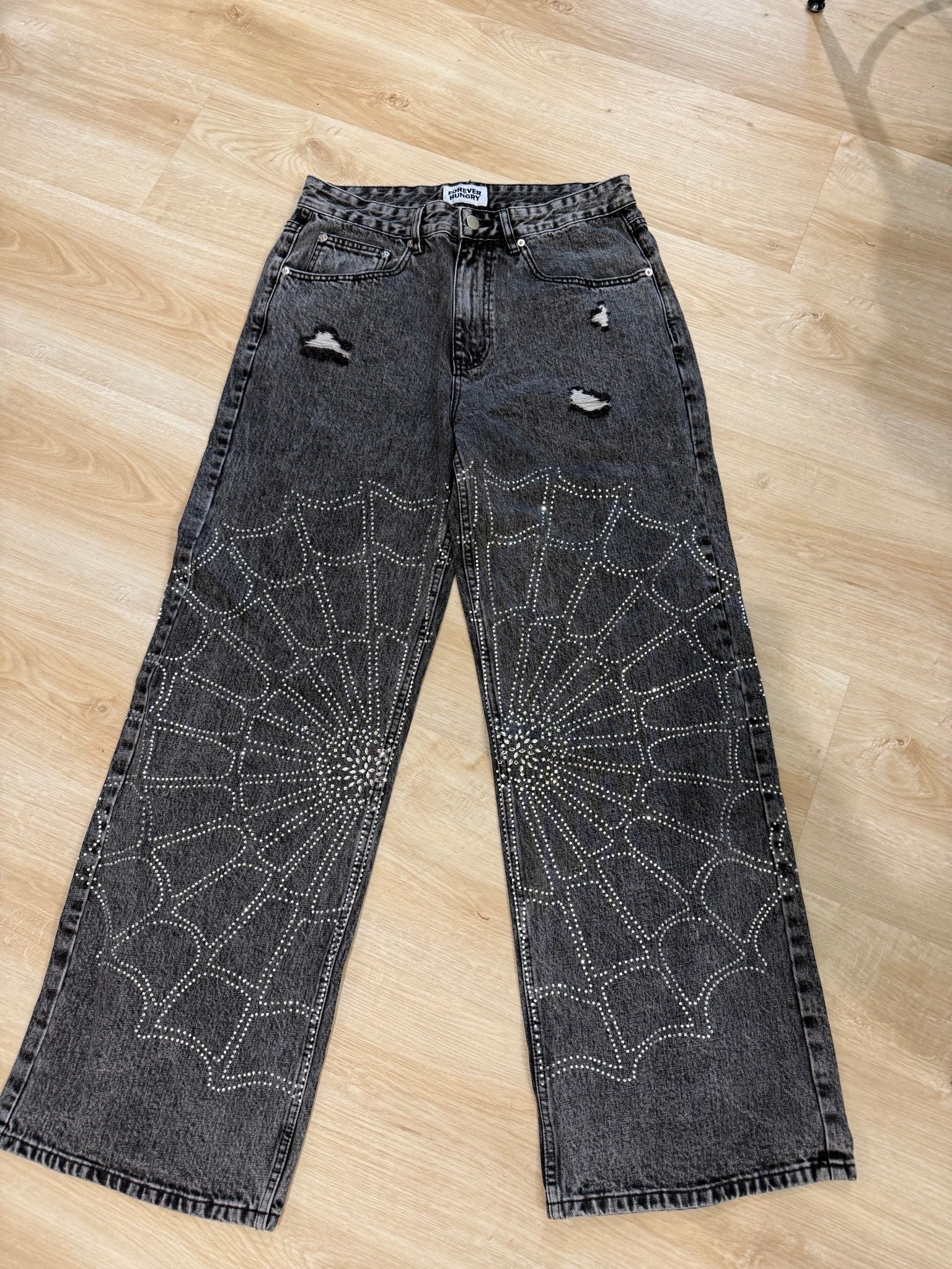 Forever hungry spider web jeans
